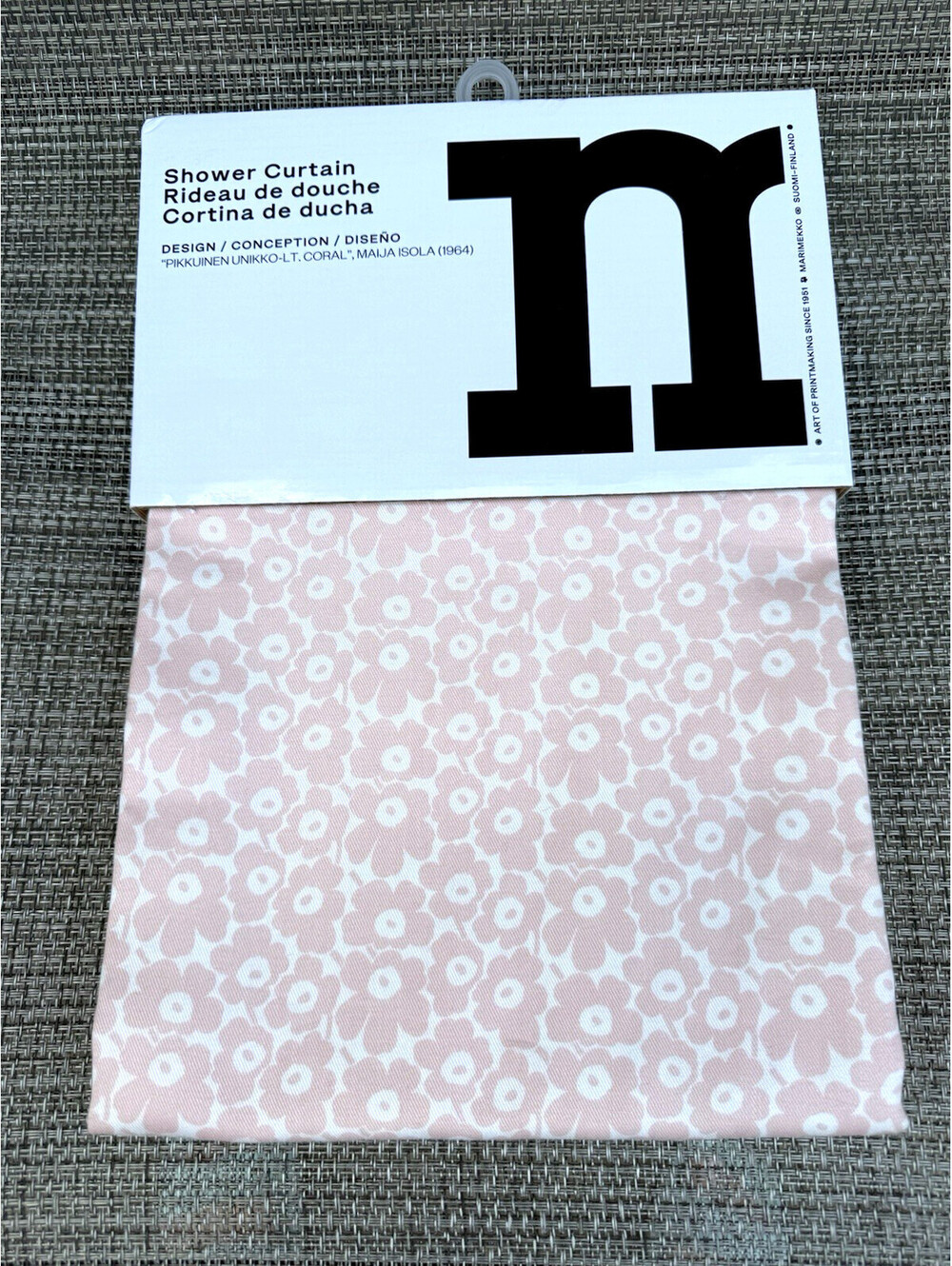 Marimekko Fabric Shower Curtain PIKKUINEN UNIKKO Pink Cotton 72" x 72"